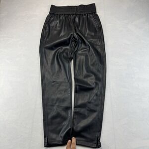 Black Faux Leather Jogger Pants Womens Small US 4-6 High Rise Pull On NWT